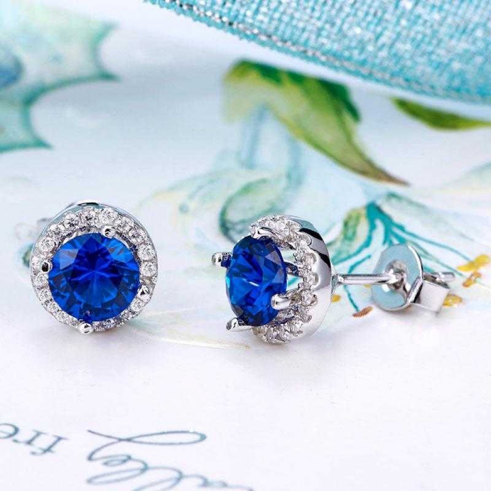 Navy Blue Created Sapphire Stud Earrings 925 Sterling Silver Jewelry XFE8109 Navy Blue Created Sapphire Stud Earrings 925 Sterling Silver Jewelry XFE8109