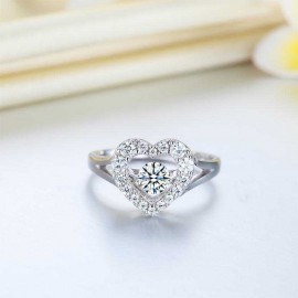 image of Dancing Stone Heart Solid 925 Sterling Silver Ring Fashion Wedding Jewelry XFR8283