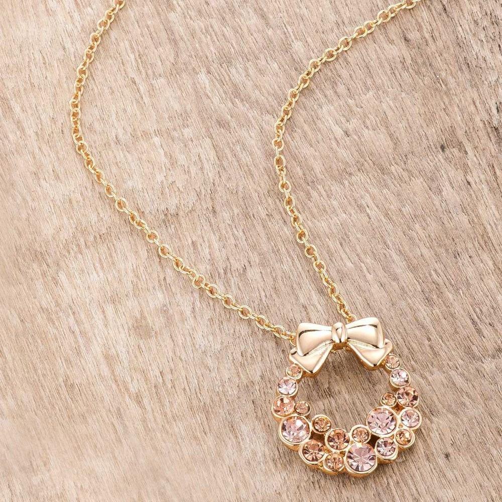 Goldtone Holiday Wreath Champagne Crystal Pendant P50160G-V72 Goldtone Holiday Wreath Champagne Crystal Pendant P50160G-V72