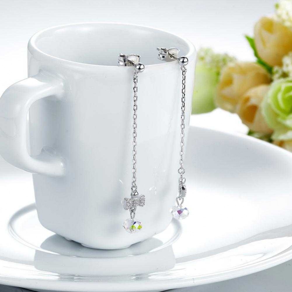 Solid 925 Sterling Silver Drop Dangle Ribbon AB Crystal Earrings
Solid 925 Sterling Silver Drop Dangle Ribbon AB Crystal Earrings