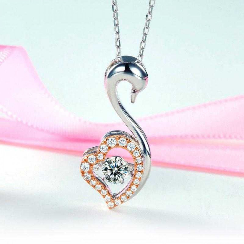 Swan Dancing Stone Pendant Necklace 925 Sterling Silver Good for Wedding Bridesmaid Gift XFN8076 Swan Dancing Stone Pendant Necklace 925 Sterling Silver Good for Wedding Bridesmaid Gift XFN8076