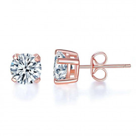 image of 1 Carat Created Diamond Stud Earrings 925 Sterling Silver Rose Gold Plated XFE8151