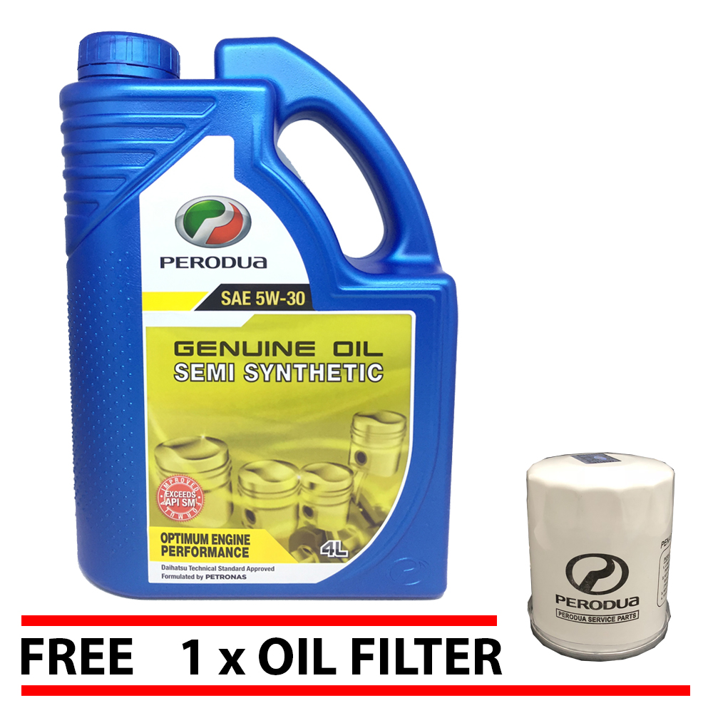 Original PERODUA 5W30 Semi Synthetic Engine Oil 4L + Perodua Oil Filter 1pcs Original PERODUA 5W30 Semi Synthetic Engine Oil 4L + Perodua Oil Filter 1pcs