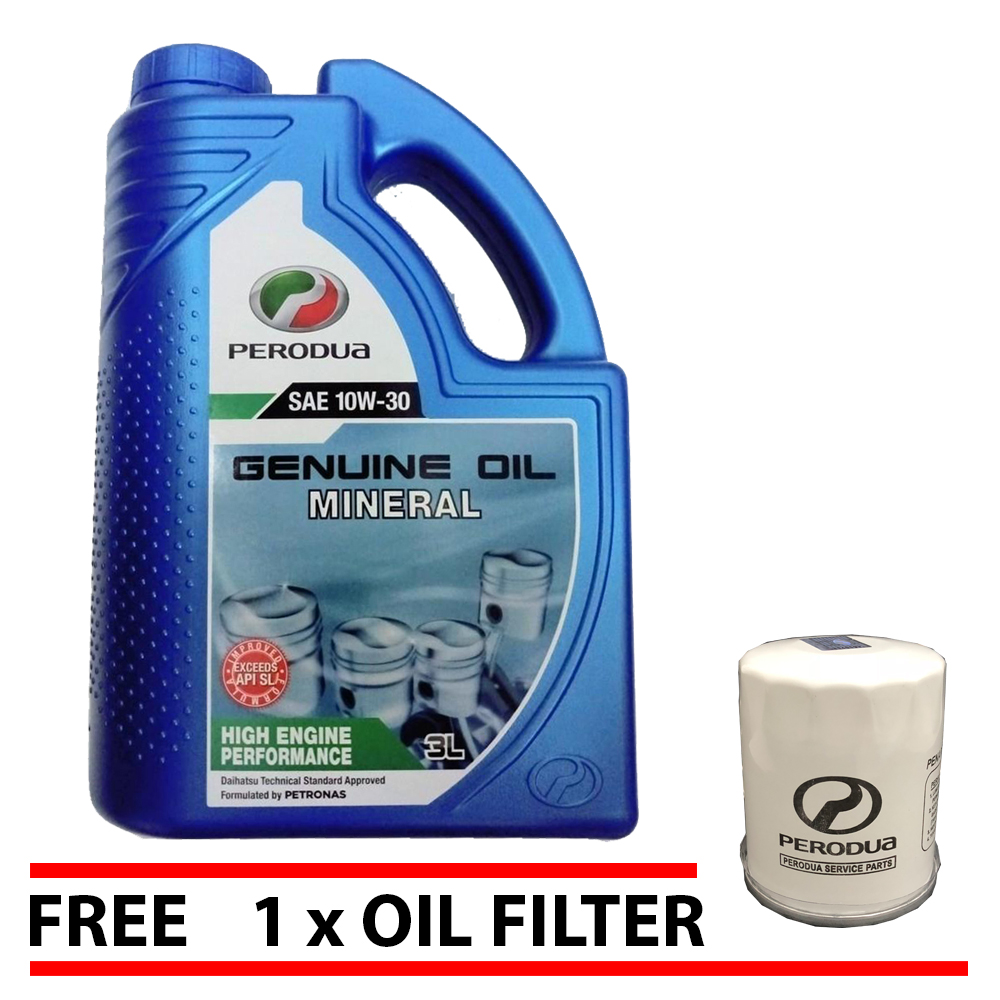 PERODUA Genuine 10W30 Engine Oil 3L + Perodua Oil Filter 1pcs PERODUA Genuine 10W30 Engine Oil 3L + Perodua Oil Filter 1pcs