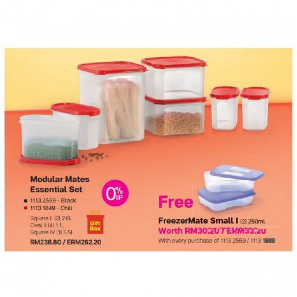 Tupperware Modular Mates Essential Set - Chili Set (FREE FreezerMate Small I (2pcs) 250ml) Tupperware Modular Mates Essential Set - Chili Set (FREE FreezerMate Small I (2pcs) 250ml)