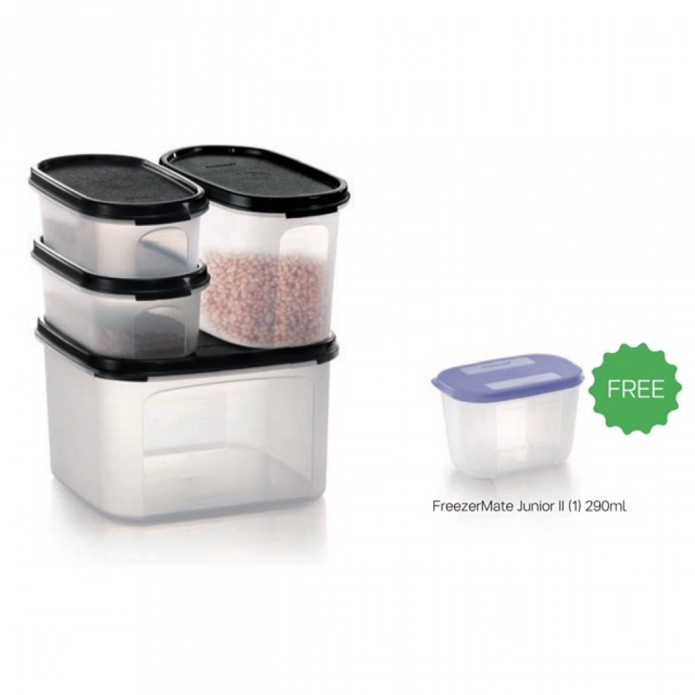 Tupperware Modular Mate 4 Pieces Starter Set- Black (FREE FreezerMate Junior II (1pcs) 290ml) Tupperware Modular Mate 4 Pieces Starter Set- Black (FREE FreezerMate Junior II (1pcs) 290ml)