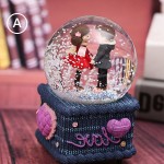 Couple Love Crystal Ball Music Box Glowing Snowflake 情侣水晶球