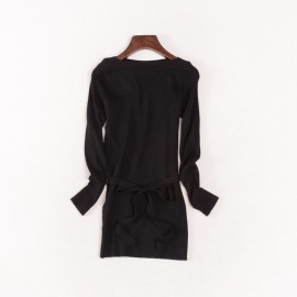 image of * Ready Stock * Black Boat Neck Ribbed Knit Long Sleeve Top