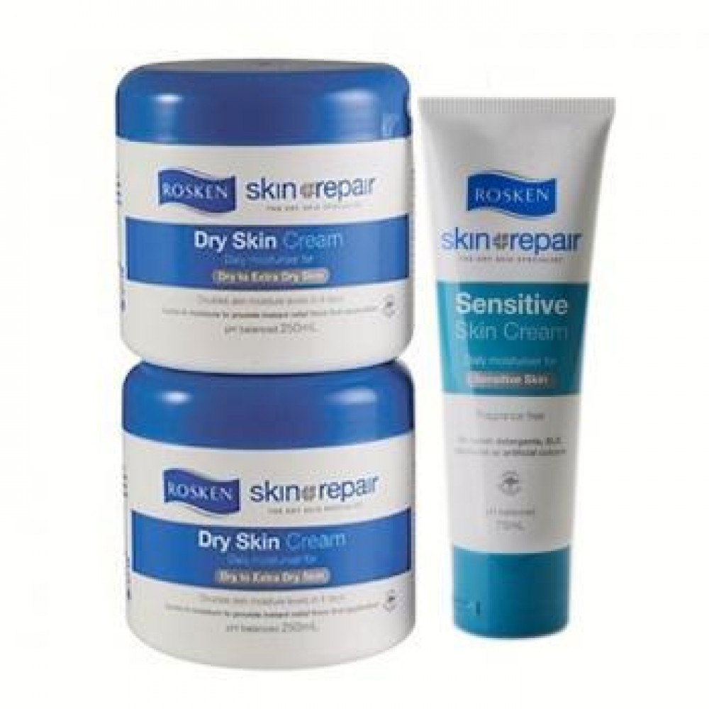 Rosken Dry skin cream 250mlx2 + Sensitive skin cream 75ml Rosken Dry skin cream 250mlx2 + Sensitive skin cream 75ml