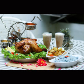 image of Flower Pot BBQ Whole Chicken & Side Dish & Drinks for 3 people