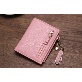 image of Woman Purse Short Wallet Mini Korean Fashion Comely Plain Color
