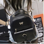 PU Leather Fashion Backpack Simple Ribbon Design