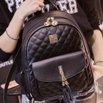 Casual Simple Backpack PU leather Korean Fashion Backpack
