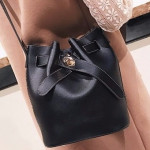 Simple design bucket bag plain color all match ladies bag (black color)