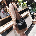 Simple design bucket bag plain color all match ladies bag (black color)