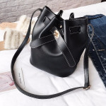 Simple design bucket bag plain color all match ladies bag (black color)
