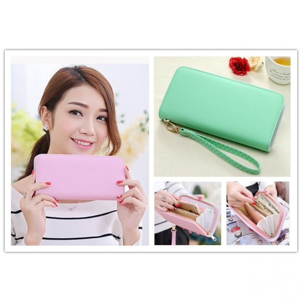 Candy Color Multi function Purse Clutch Wristlets (Zip)