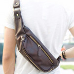 Man Chest Bag PU Leather Cross Body Bag