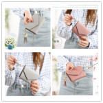 tassel fold over purse button short wallet