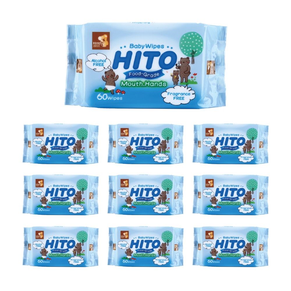 Hito Baby Wipes 60's for Teeth & Gums (10 Packs) [Bundle]