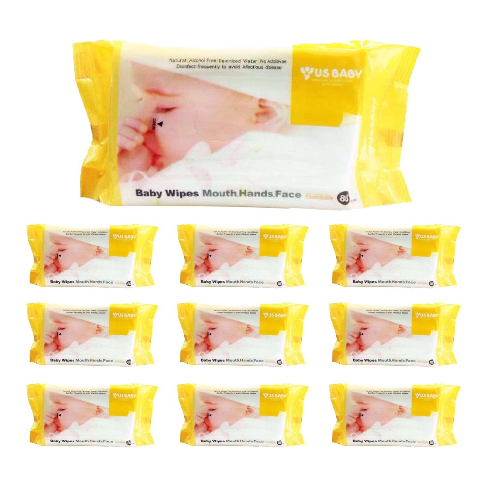 Us Baby Wipes for Gums & Teeth 80's 10 packs [Bundle]