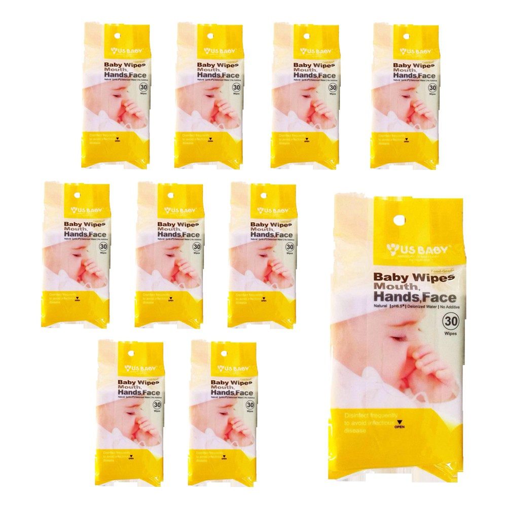 Us Baby Wipes for Gums & Teeth 30's 10 packs [Bundle]