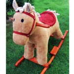 Woodalion Brown Puffy Horse Infant Rocker