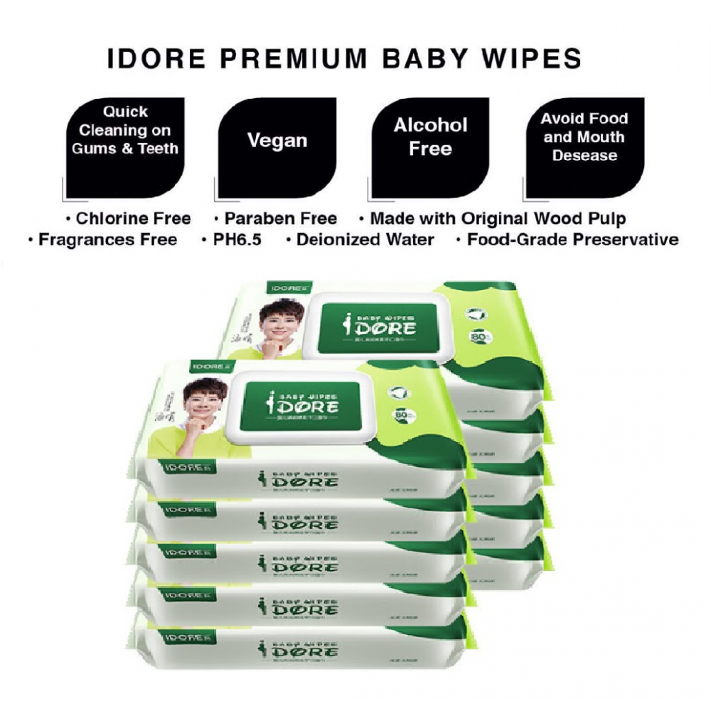 IDORE Premium Baby Wipes (80's x 10)