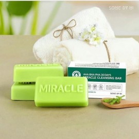 image of SOME BY MI AHA BHA PHA 30 DAYS MIRACLE CLEANSING BAR WITH BUBBLE NET 106G
