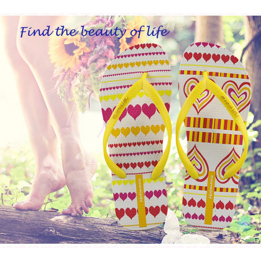 Hotmarzz Women Summer Beach Flat Sandals / Slippers / Flip Flops Heart Love (Yellow) Hotmarzz Women Summer Beach Flat Sandals / Slippers / Flip Flops Heart Love (Yellow)