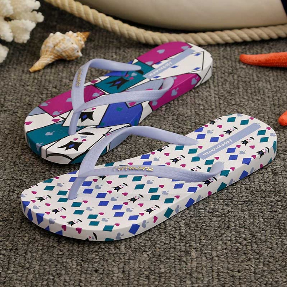 Hotmarzz Women Summer Beach Flat Sandals / Slippers / Flip Flops Printing Series (White) Hotmarzz Women Summer Beach Flat Sandals / Slippers / Flip Flops Printing Series (White)