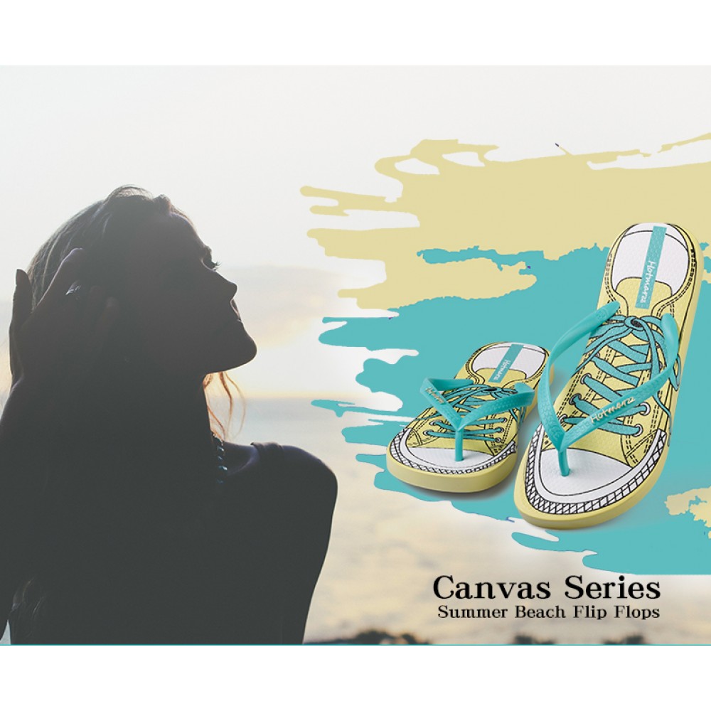 Hotmarzz Women Summer Beach Flat Sandals / Slippers / Flip Flops Canvas Series (Green) Hotmarzz Women Summer Beach Flat Sandals / Slippers / Flip Flops Canvas Series (Green)