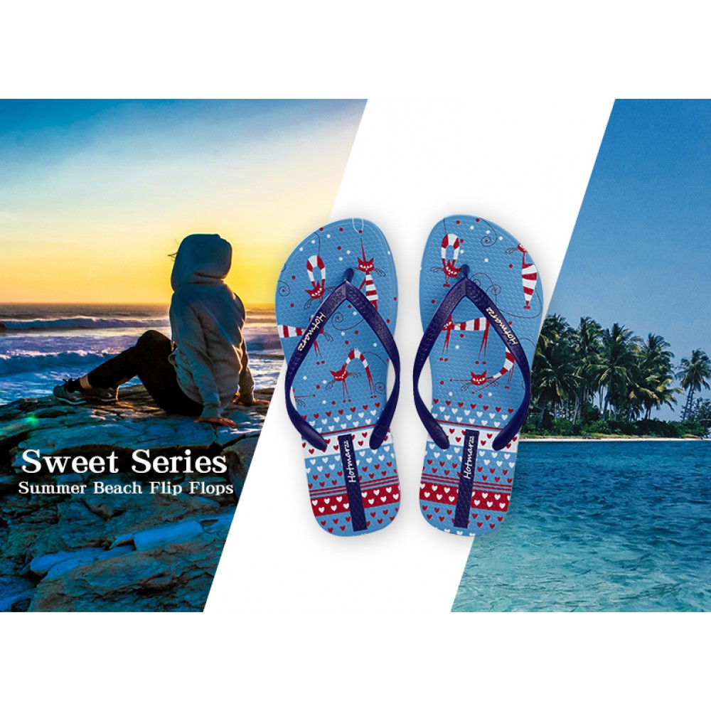 Hotmarzz Women Summer Beach Flat Sandals / Slippers / Flip Flops Sweet Series (Blue) Hotmarzz Women Summer Beach Flat Sandals / Slippers / Flip Flops Sweet Series (Blue)