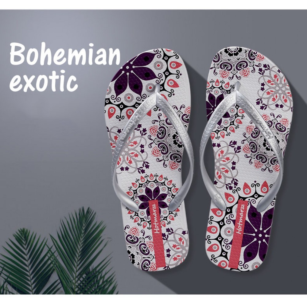 Hotmarzz Women Summer Beach Flat Sandals / Slippers / Flip Flops Bohemian Exotic (White) Hotmarzz Women Summer Beach Flat Sandals / Slippers / Flip Flops Bohemian Exotic (White)