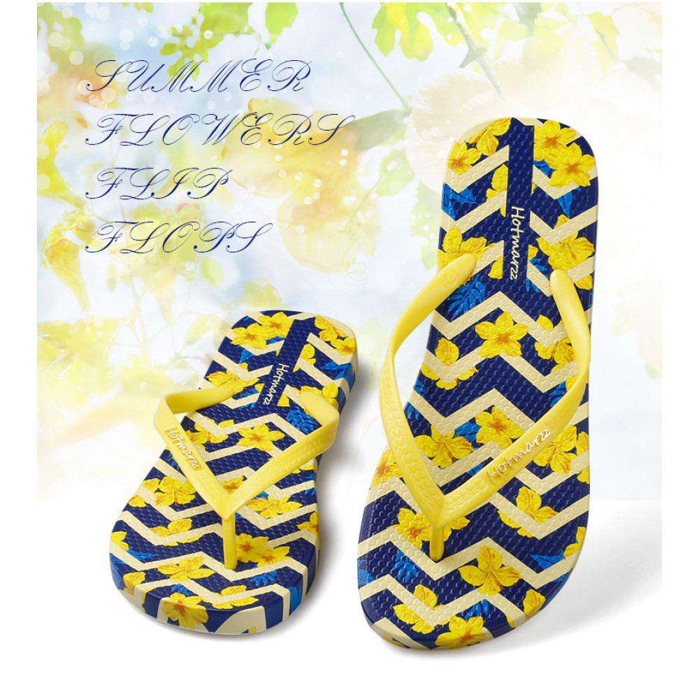 Hotmarzz Women Beach Flip Flop Summer Slippers (Yellow Flower) Hotmarzz Women Beach Flip Flop Summer Slippers (Yellow Flower)