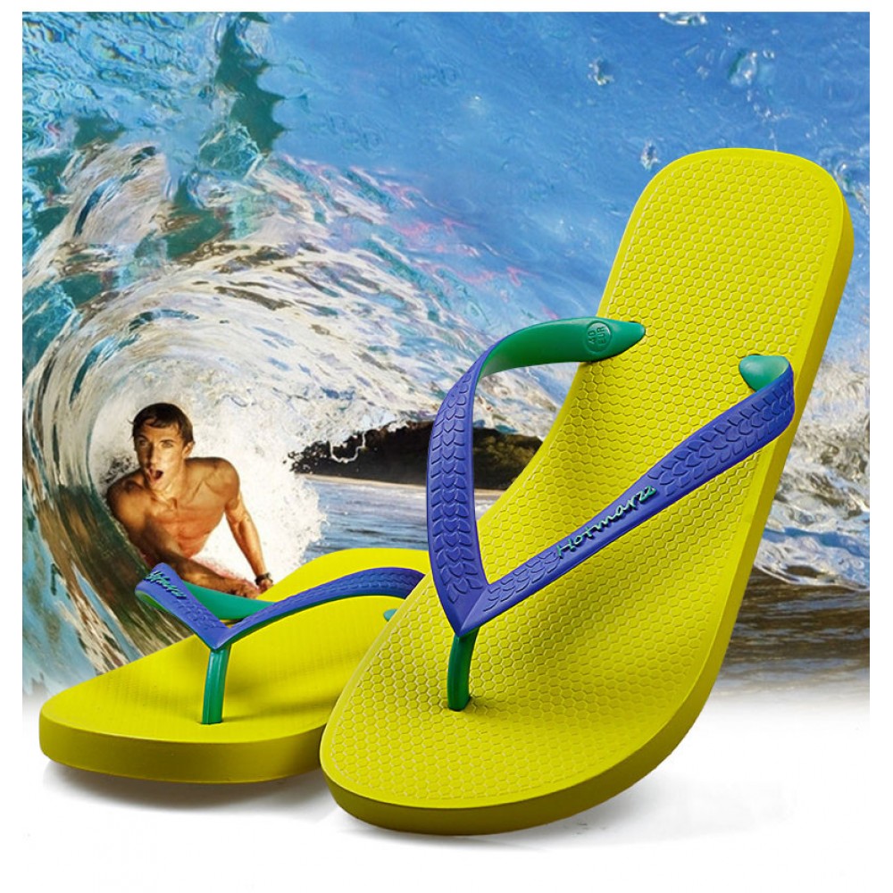 Hotmarzz Men Stylish Summer Beach Slippers Flip Flops Flat Sandals (Yellow Base) Hotmarzz Men Stylish Summer Beach Slippers Flip Flops Flat Sandals (Yellow Base)