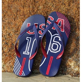 image of Hotmarzz Men Stylish Summer Beach Slippers Flip Flops Football Series (Blue)