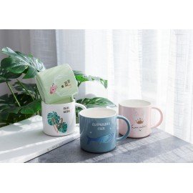 image of Nordic Monstera Deer Crown Rabbit Porcelain Coffee Mug Ceramic Cup for Coffee Tea Milk Gift