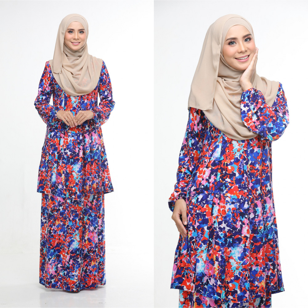 Baju Kurung Moden Adiva Korean Lycra Muslimah Wear Zip Depan Floral Baju Kurung Moden Adiva Korean Lycra Muslimah Wear Zip Depan Floral