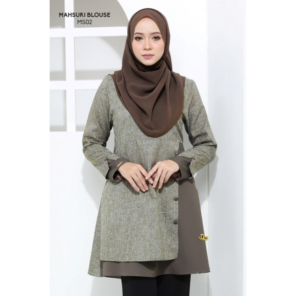 Blouse Mahsuri Muslimah Pocket Di Kanan - Grey Blouse Mahsuri Muslimah Pocket Di Kanan - Grey