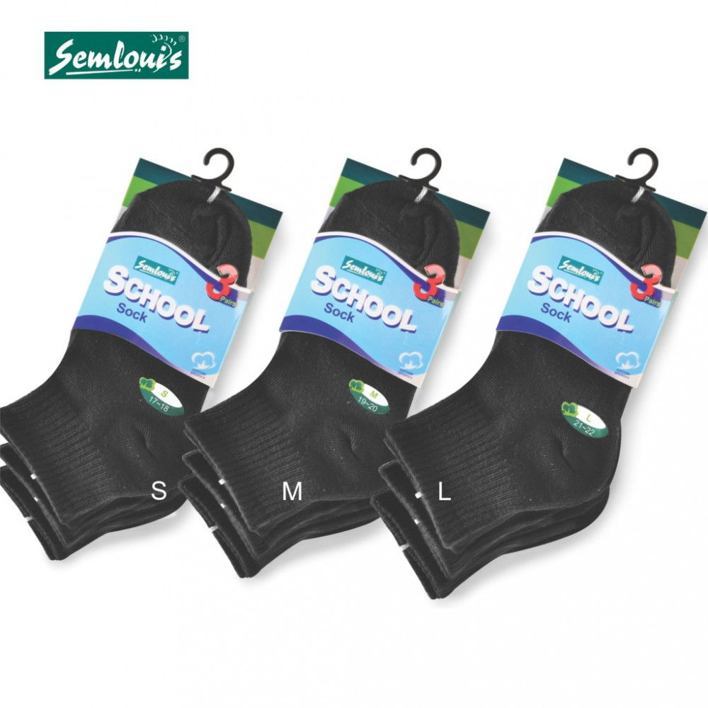 Semlouis 3 In 1 School Ankle High Socks -Black Semlouis 3 In 1 School Ankle High Socks -Black