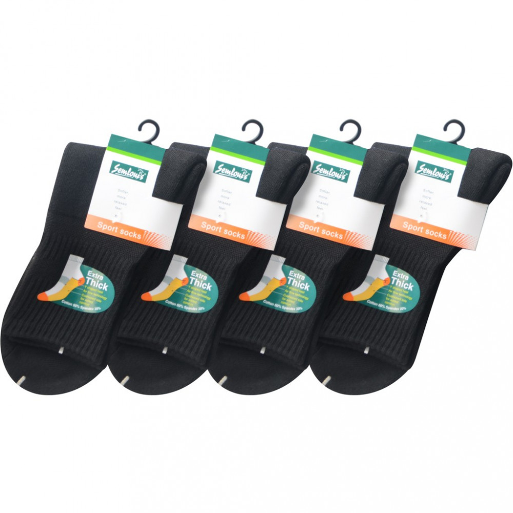 Semlouis 2 In 1 Sport Quarter Crew Cushion Base Socks - Plain Black Semlouis 2 In 1 Sport Quarter Crew Cushion Base Socks - Plain Black