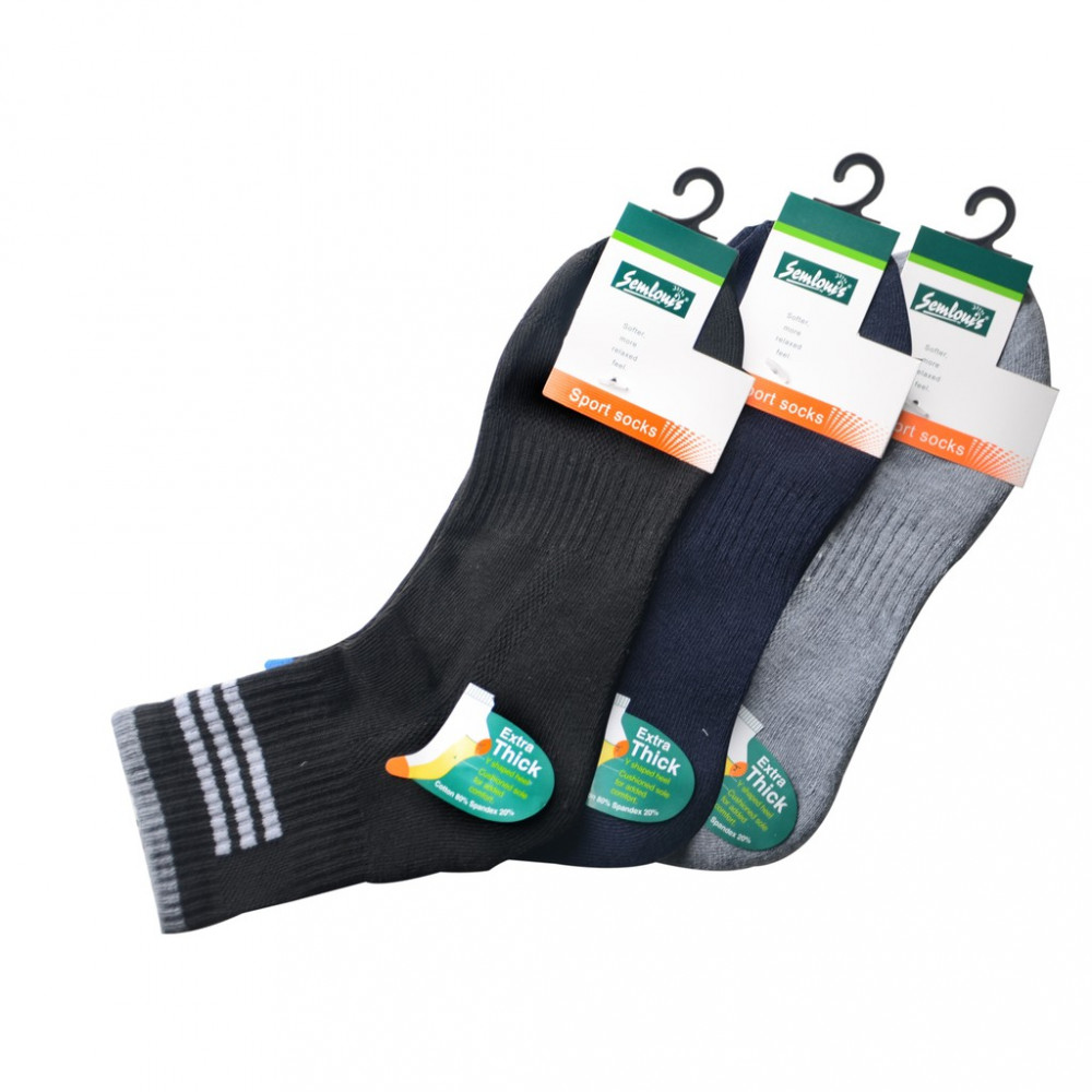Semlouis 3 In 1 Sport Ankle Cushion Base Socks - Extra Thick Socks With Stripes Semlouis 3 In 1 Sport Ankle Cushion Base Socks - Extra Thick Socks With Stripes