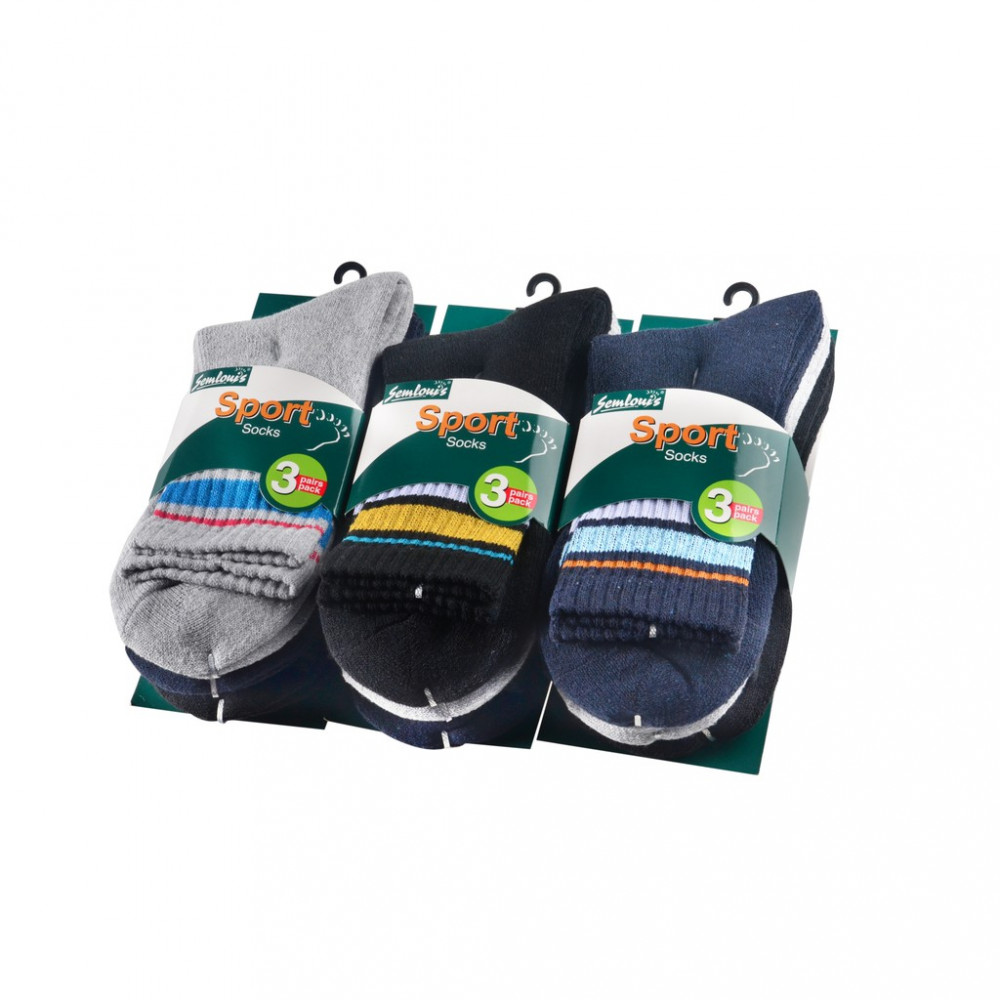 Semlouis Sport Quarter Crew Cushion Socks - Basic Design With Lines (6 In 1) Semlouis Sport Quarter Crew Cushion Socks - Basic Design With Lines (6 In 1)