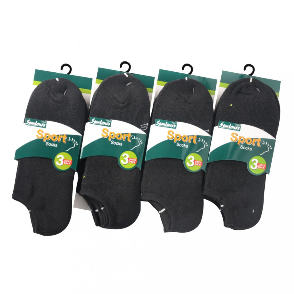 Semlouis 6 In 1 Sport Low Cut Cushion Base Socks - Plain Black Semlouis 6 In 1 Sport Low Cut Cushion Base Socks - Plain Black