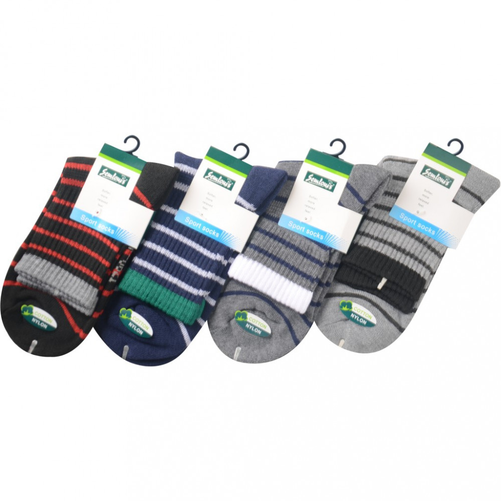 Semlouis 4 In 1 Sport Ankle Cushion Base Socks - Coloured Lines Semlouis 4 In 1 Sport Ankle Cushion Base Socks - Coloured Lines