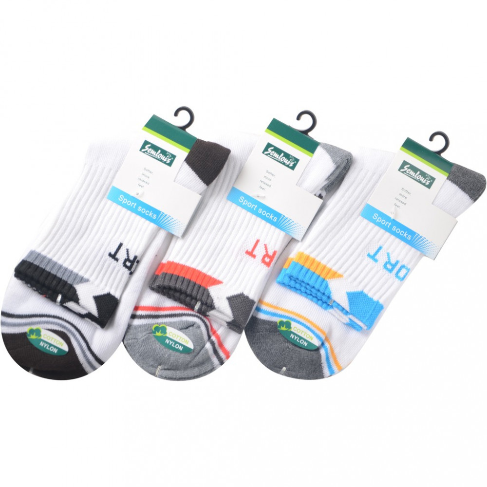 Semlouis 4 In 1 Sport Quarter Crew Cushion Base Socks -White With Design Edge Semlouis 4 In 1 Sport Quarter Crew Cushion Base Socks -White With Design Edge