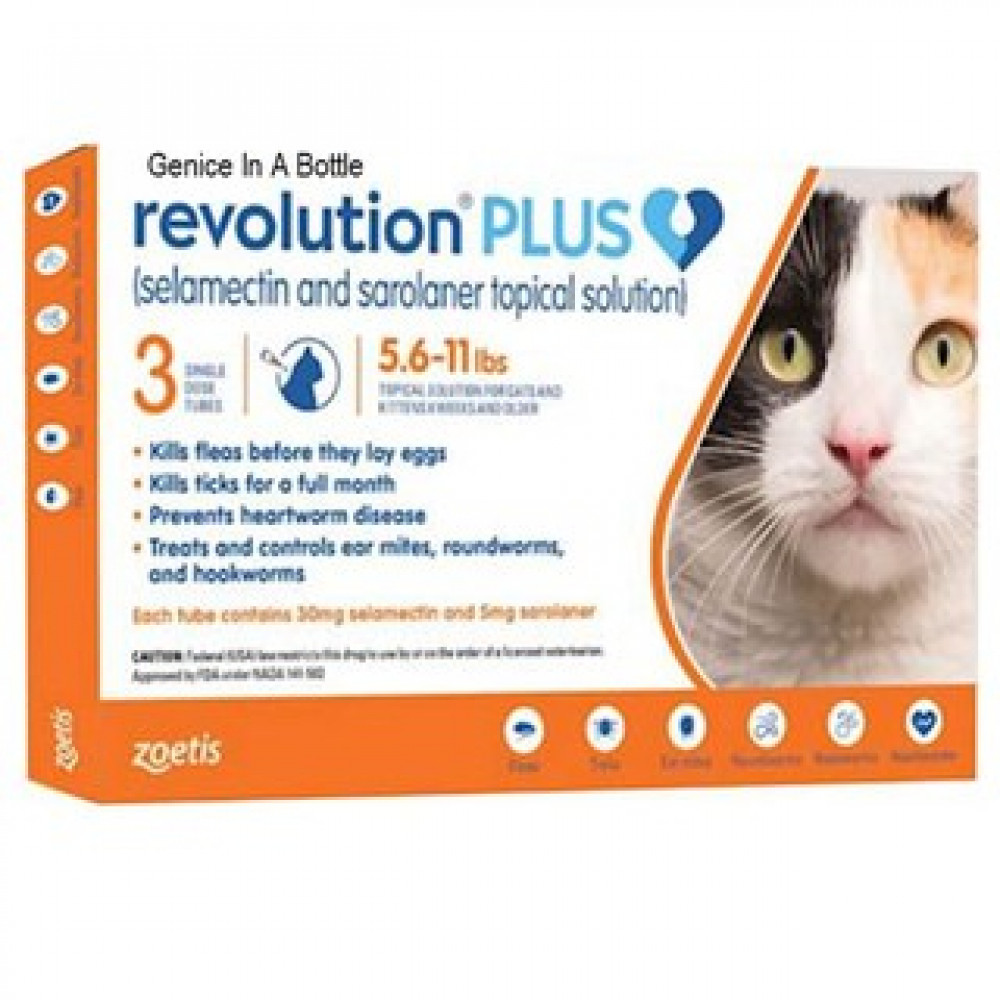 Revolution PLUS (selamectin + sarolaner) for Cats ORANGE/0.5ml (2.5 kg-5 kg) Revolution PLUS (selamectin + sarolaner) for Cats ORANGE/0.5ml (2.5 kg-5 kg)