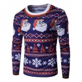 image of CREW NECK 3D FATHER CHRISTMAS AND SNOWFLAKE PRINT T-SHIRT (COLORMIX) L
