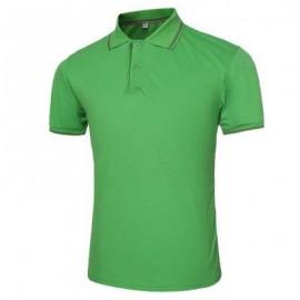 image of MALE SOLID COLOR TURN-DOWN COLLAR SHORT SLEEVE POLO SHIRT (GREEN) L